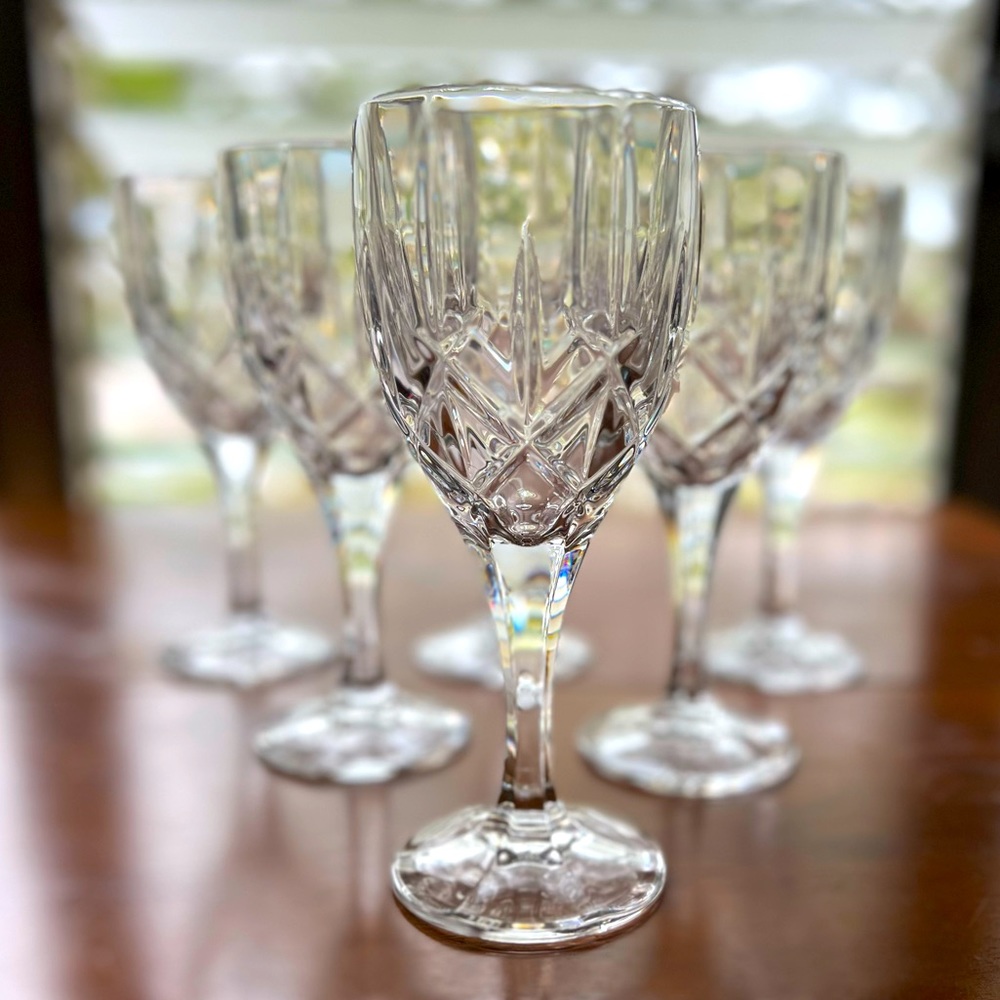 BOHEMIA CRYSTAL SHEFFIELD WINE GLASSES Set Of 6 Czech
